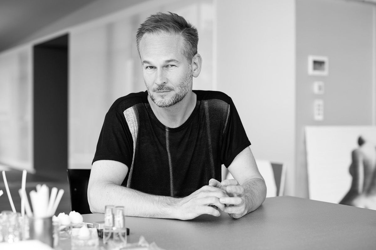 Portrait of Geza Schoen, perfumer.