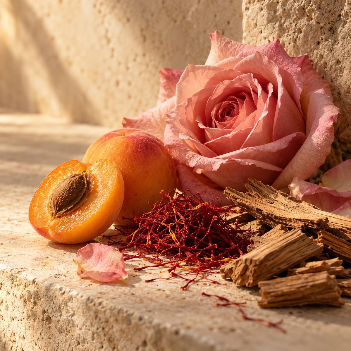 Christian Provenzano (Perfumer) — original RichandLuxe perfumer editorial still-life on warm ivory stone