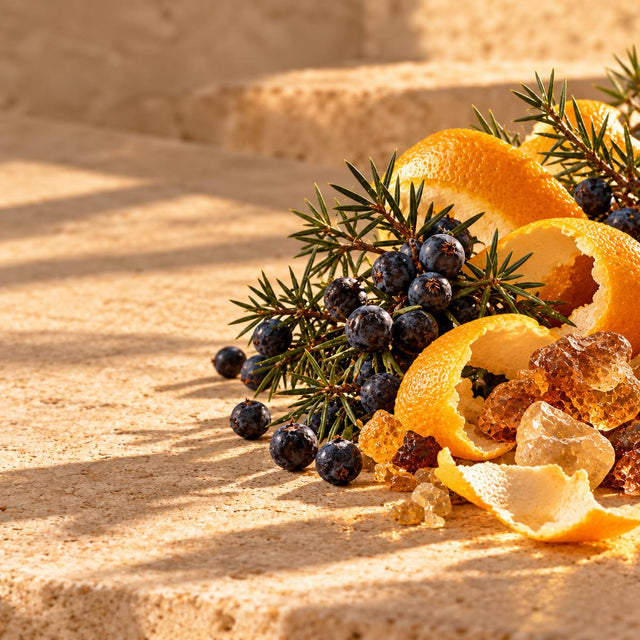 Yann Vasnier — original RichandLuxe perfumer editorial still-life on warm ivory stone