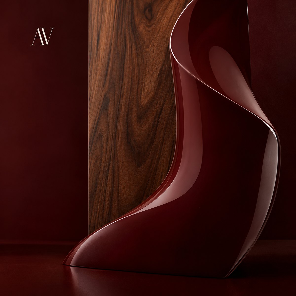 Editorial artwork for Antonio Visconti: warm amber resin, a deep rose petal and oud-like woods on gold-toned Italian stone.