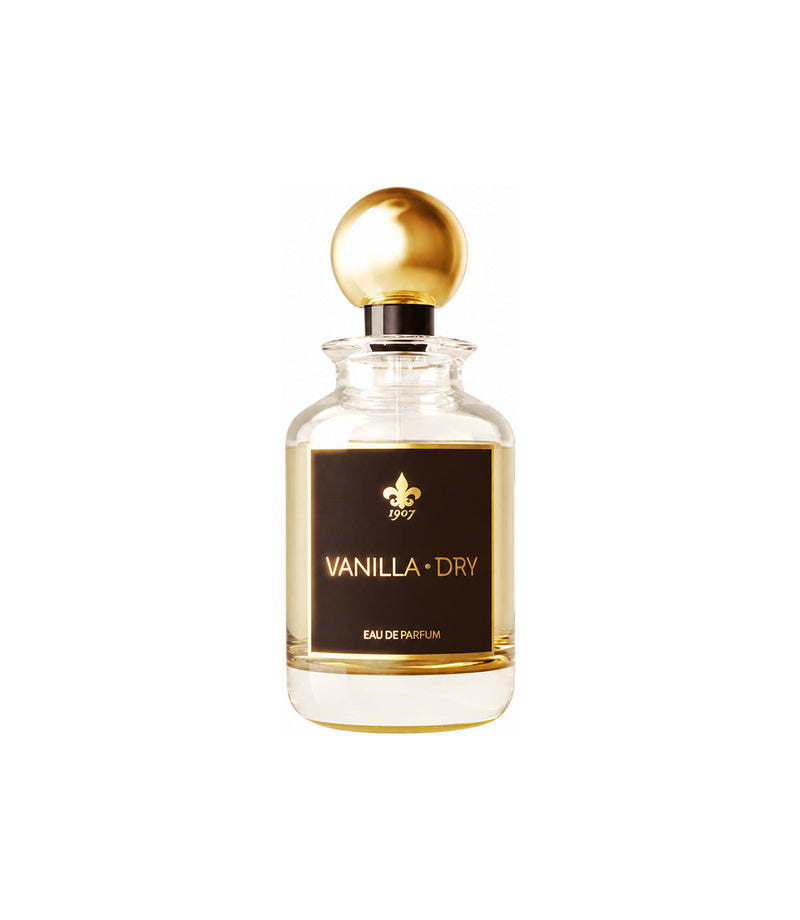 1907 PERFUMES VANILLA DRY — authentic full fragrance bottle on pure white