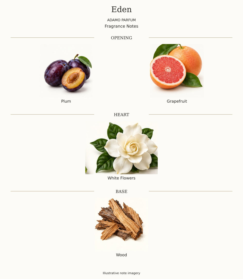 Eden by ADAMO PARFUM — complete opening, heart and base notes