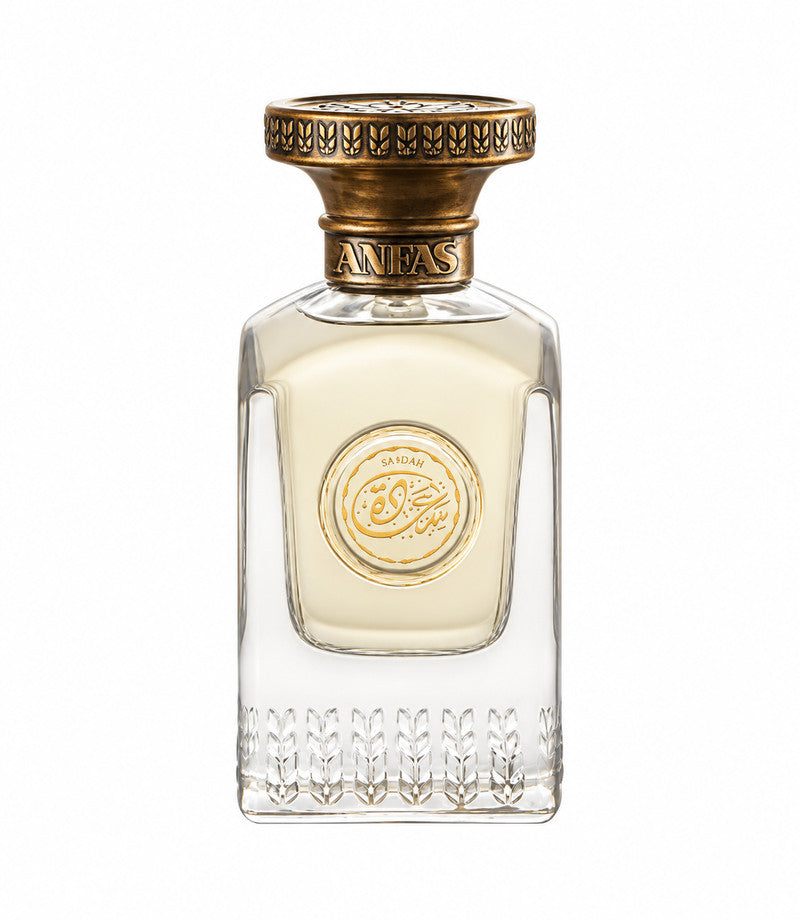 Sa’adah by Anfas, authentic fragrance bottle on a white background