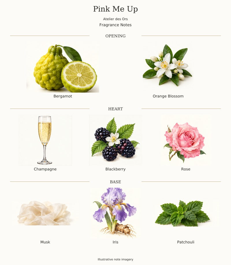Pink Me Up by Atelier des Ors — complete fragrance notes, illustrative artwork