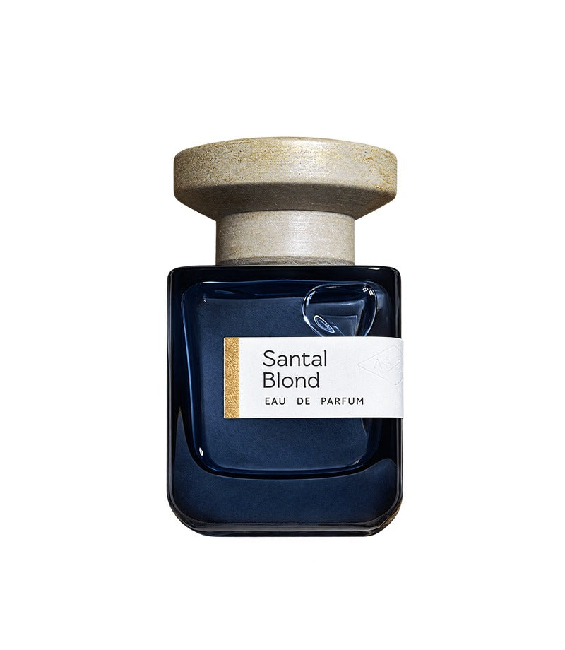 santal blond by Atelier Materi full bottle on a pure white background