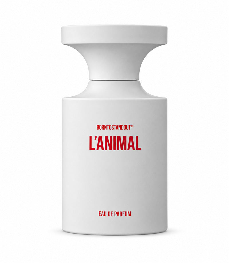 L'ANIMAL by BORNTOSTANDOUT authentic original bottle on a pure white background