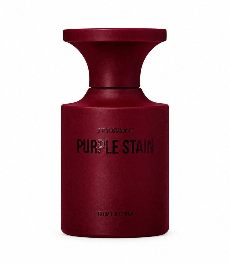 PURPLE STAIN by BORNTOSTANDOUT authentic original bottle on a pure white background
