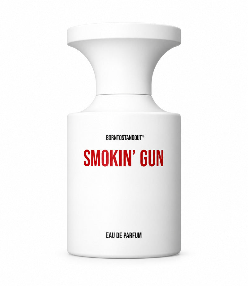 SMOKIN' GUN by BORNTOSTANDOUT authentic original bottle on a pure white background
