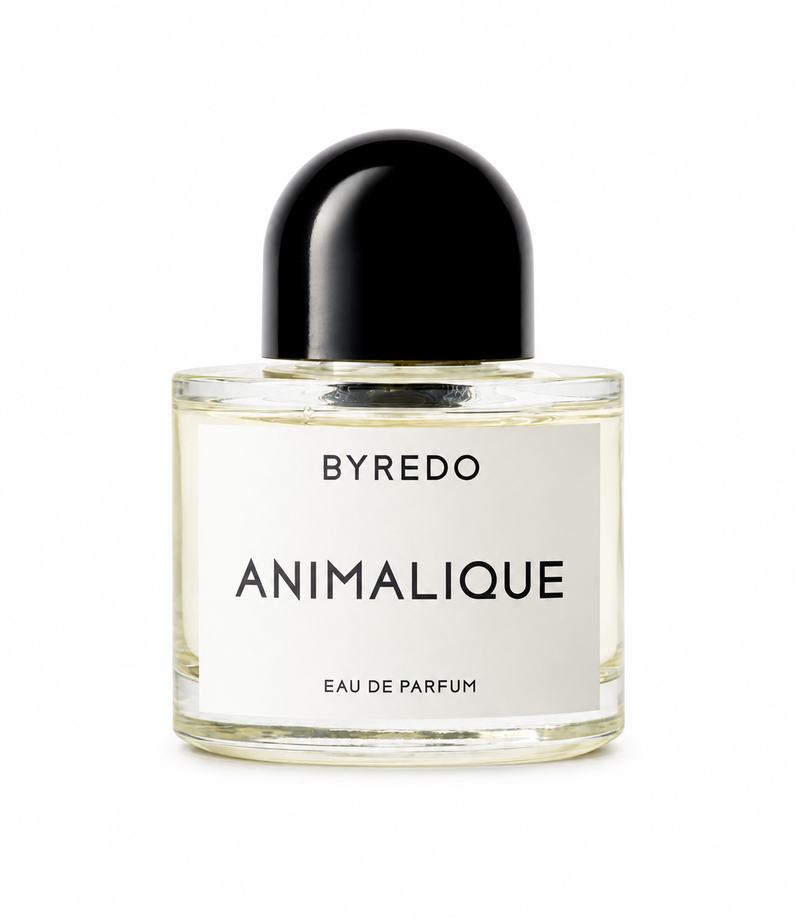 Byredo ANIMALIQUE bottle on a clean white background