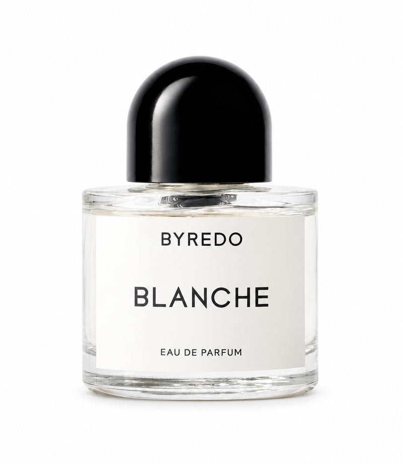 Byredo BLANCHE bottle on a clean white background
