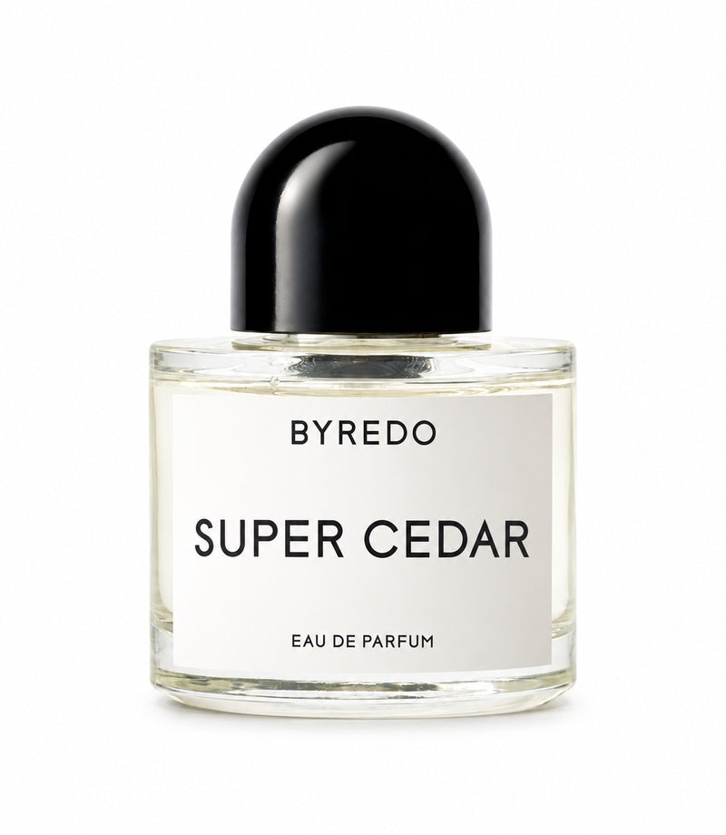 Byredo SUPER CEDAR bottle on a clean white background