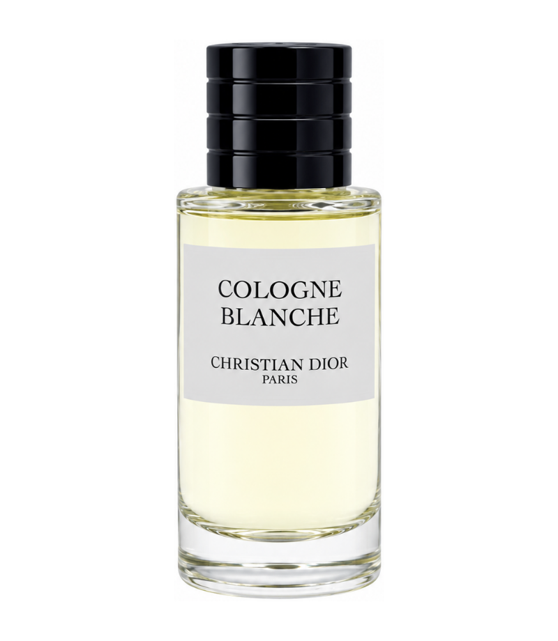 Christian Dior Cologne Blanche authentic original bottle, centered alone on pure white