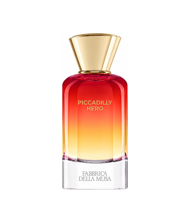 PICCADILLY HERO by FABBRICA DELLA MUSA — original fragrance bottle on pure white