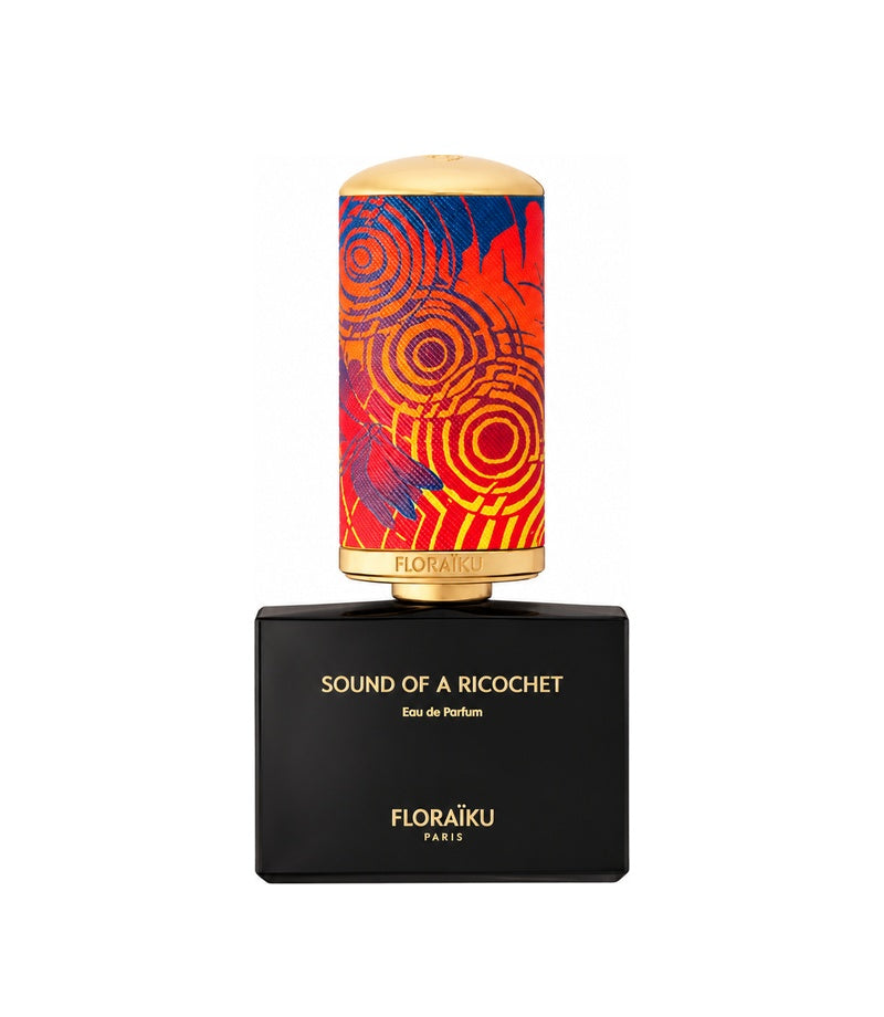 SOUND OF A RICOCHET by FLORAIKU PARIS — original fragrance bottle on pure white