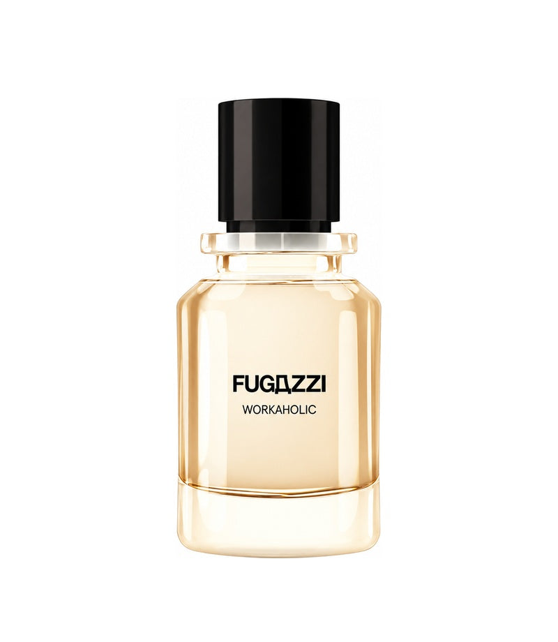 WORKAHOLIC by FUGAZZI — original fragrance bottle on pure white
