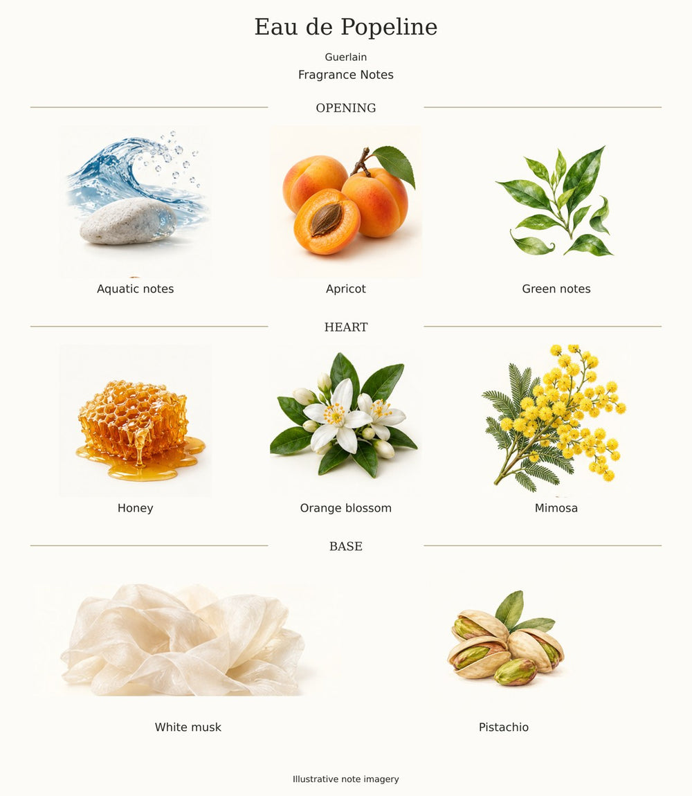 Eau de Popeline by Guerlain — complete fragrance notes; illustrative ingredient imagery