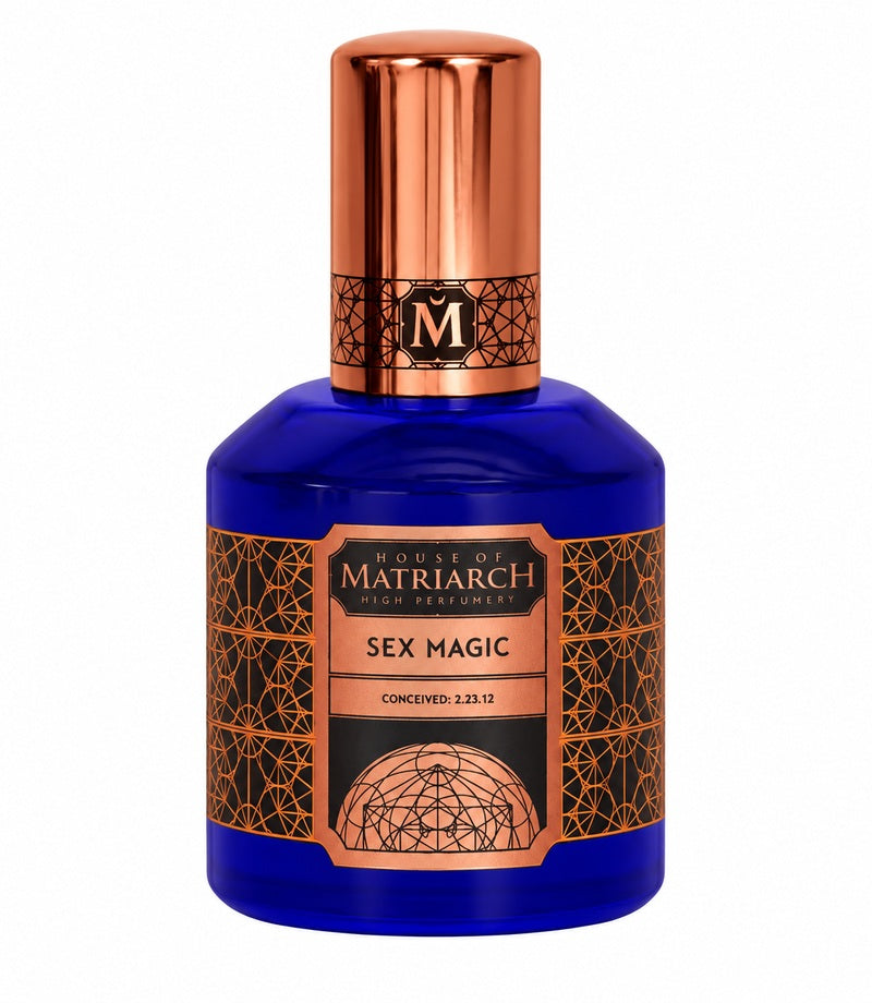 Sex Magic by House of Matriarch — authentic cobalt blue bottle on pure white