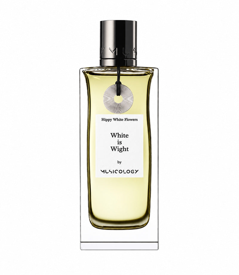 WHITE IS WIGHT by Musicology — authentic original 95 ml bottle on pure white