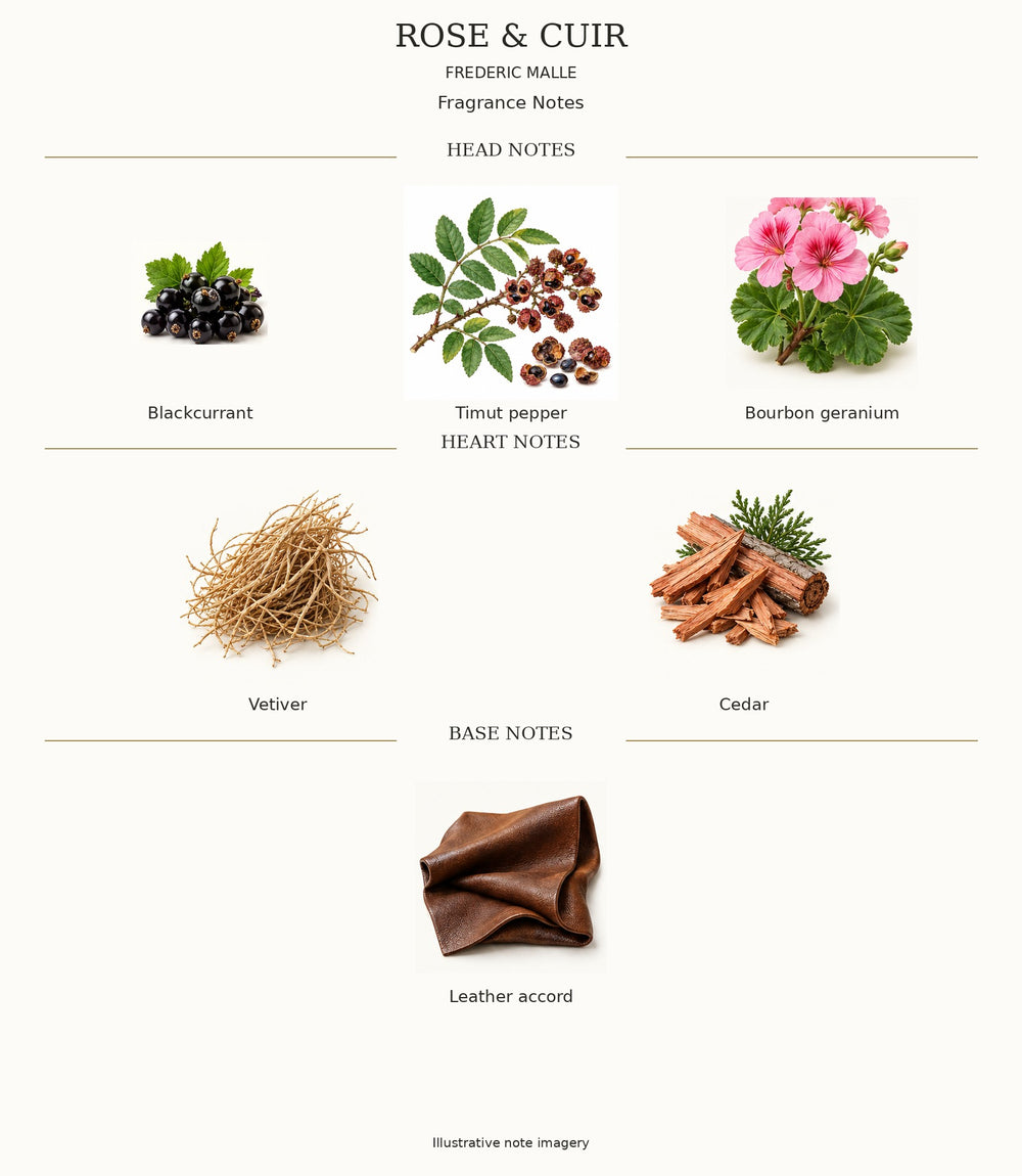 ROSE & CUIR by FREDERIC MALLE — complete fragrance note chart
