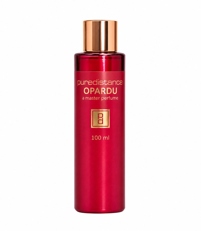 PUREDISTANCE OPARDU — original fragrance bottle on pure white