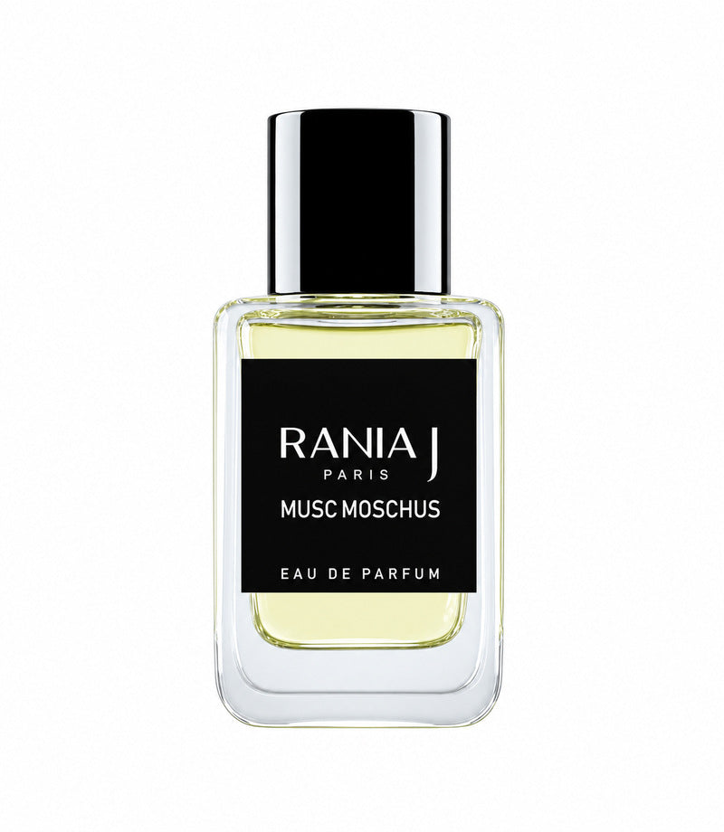 Musc Moschus by Rania J — authentic original fragrance bottle on white
