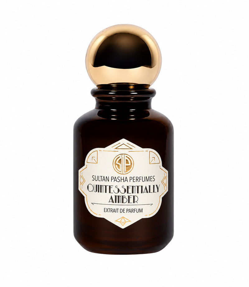 SULTAN PASHA PERFUMES QUINTESSENTIALLY AMBER full bottle on a pure white background
