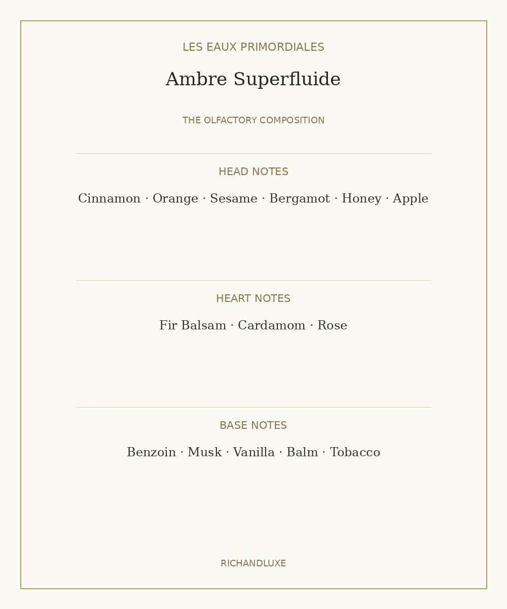 AMBRE SUPERFLUIDE complete fragrance note pyramid