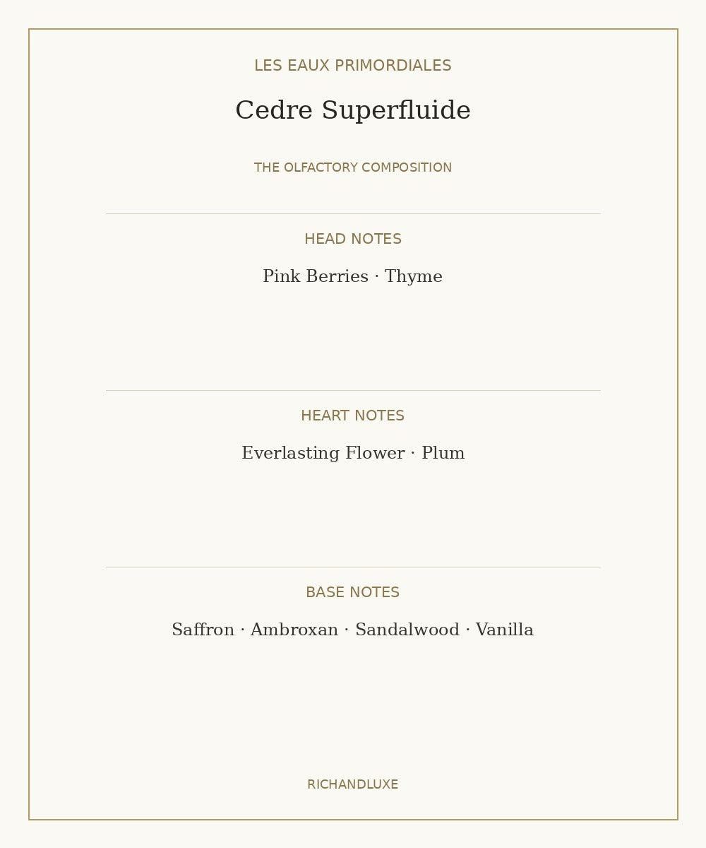CEDRE SUPERFLUIDE complete fragrance note pyramid