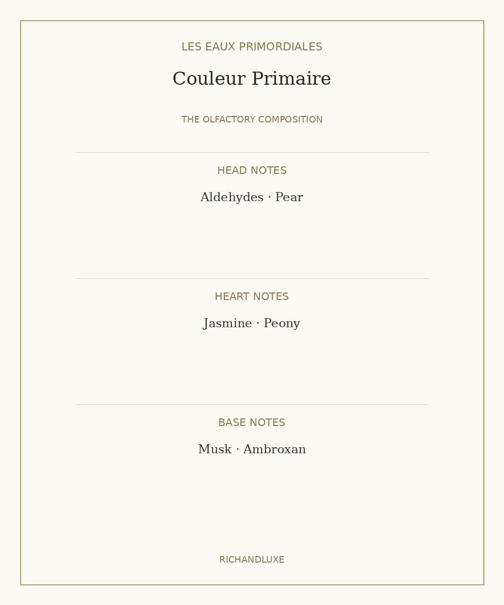 COULEUR PRIMAIRE complete fragrance note pyramid