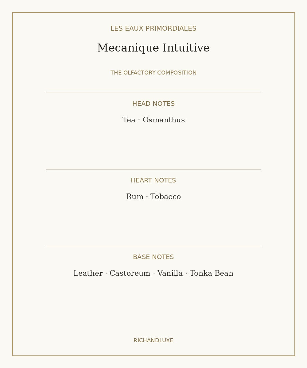 MECANIQUE INTUITIVE complete fragrance note pyramid