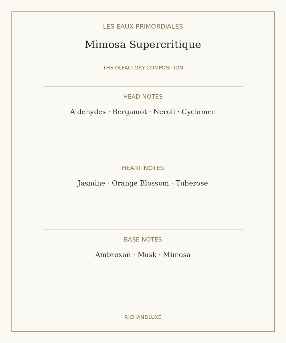 MIMOSA SUPERCRITIQUE complete fragrance note pyramid