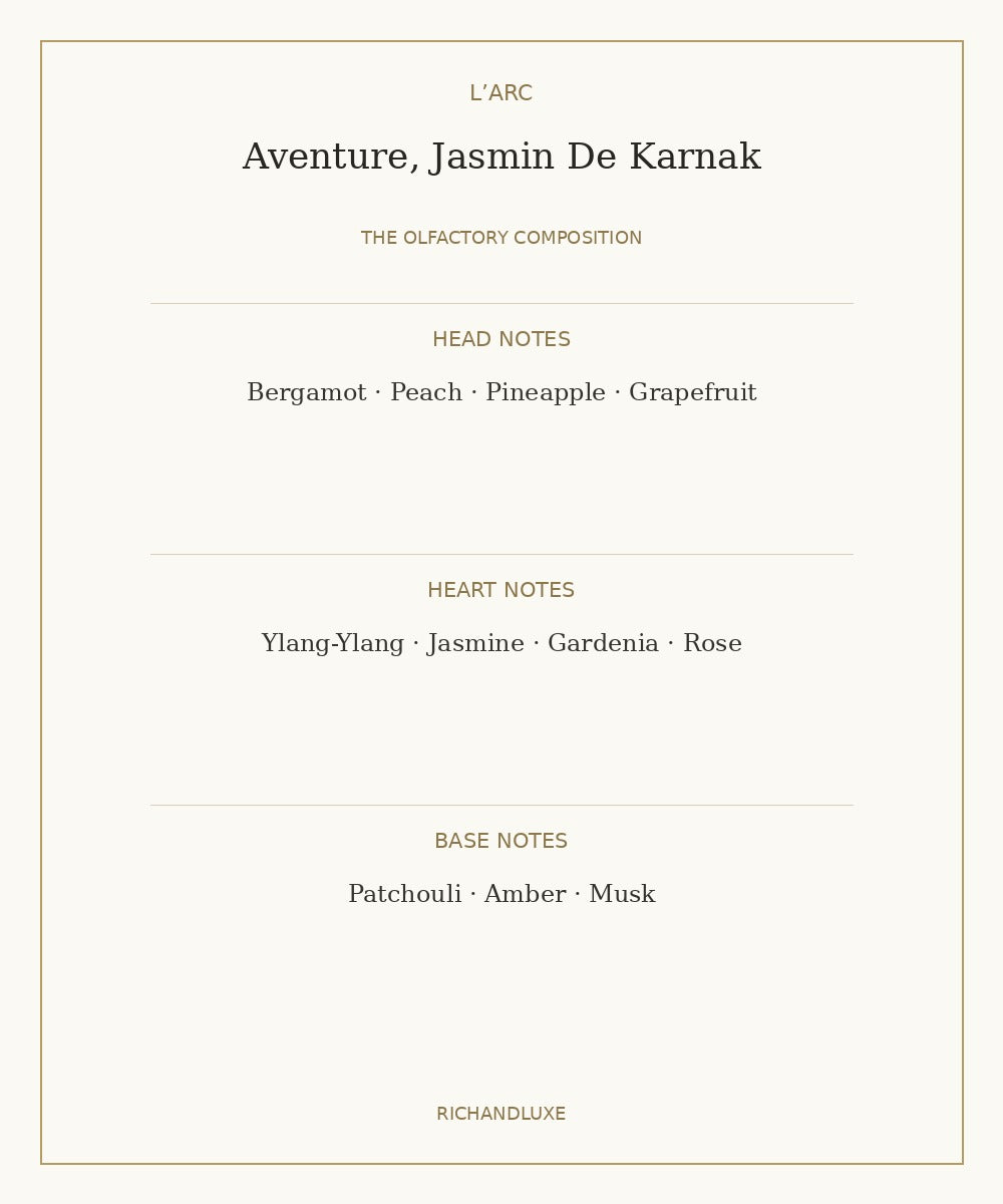 AVENTURE, JASMIN DE KARNAK complete fragrance note pyramid