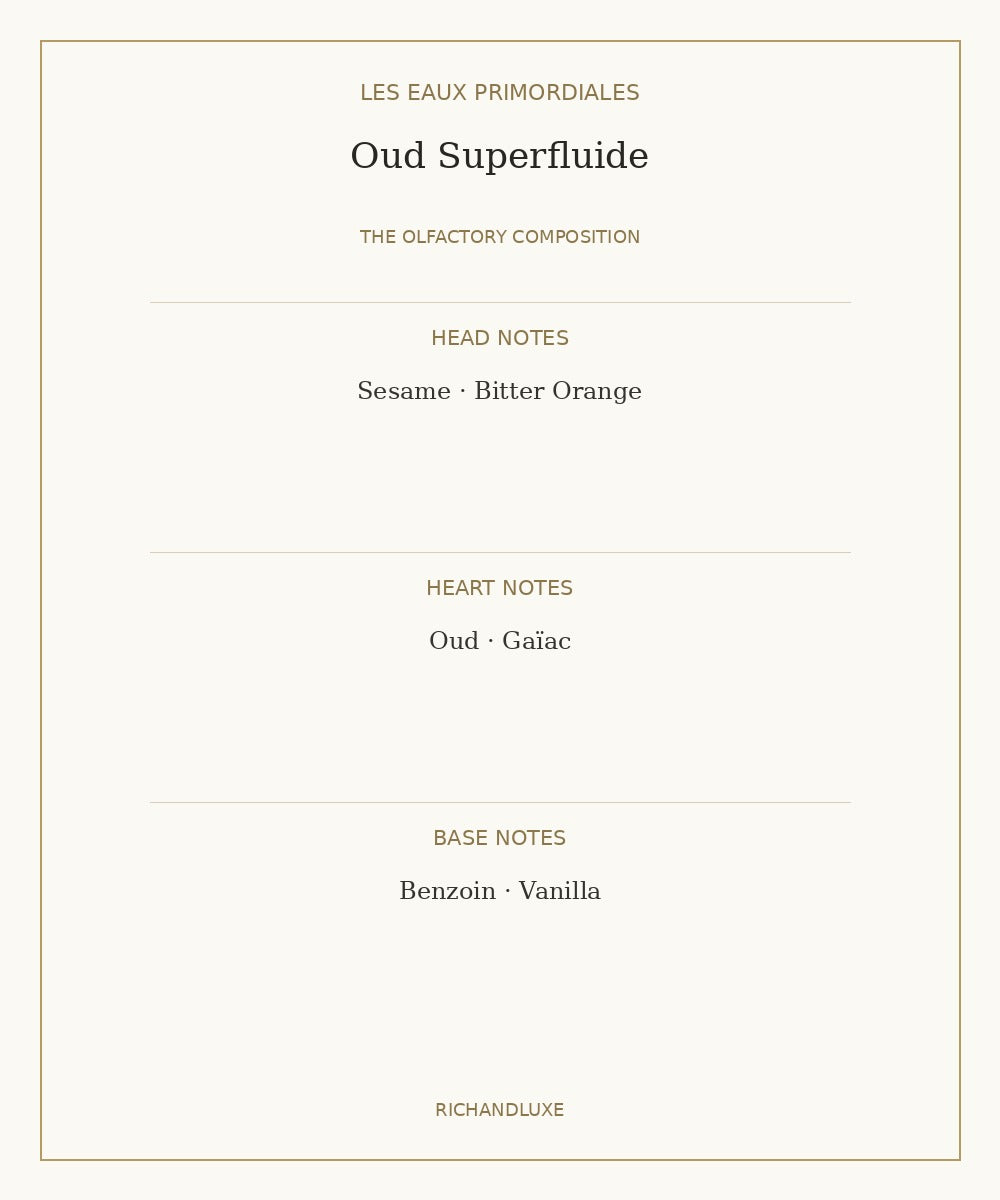 OUD SUPERFLUIDE complete fragrance note pyramid
