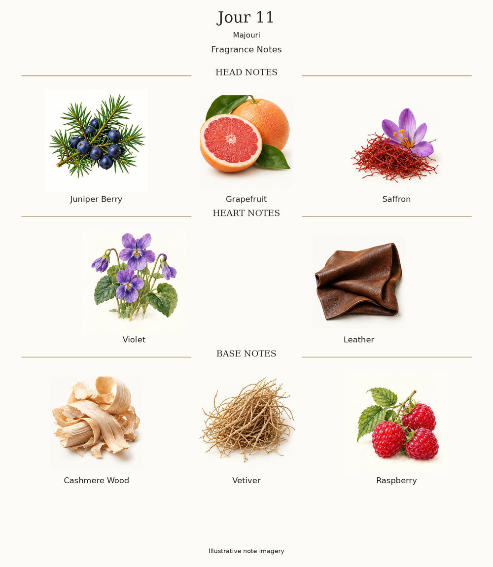 Jour 11 by Majouri — complete illustrated fragrance notes