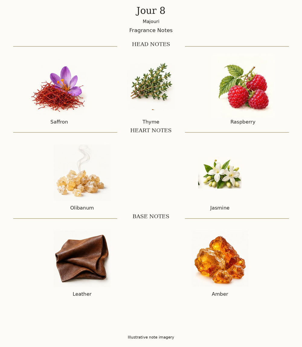 Jour 8 by Majouri — complete illustrated fragrance notes