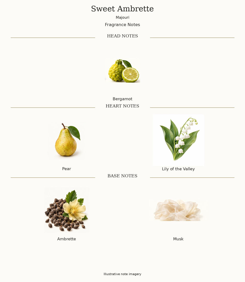 Sweet Ambrette by Majouri — complete illustrated fragrance notes