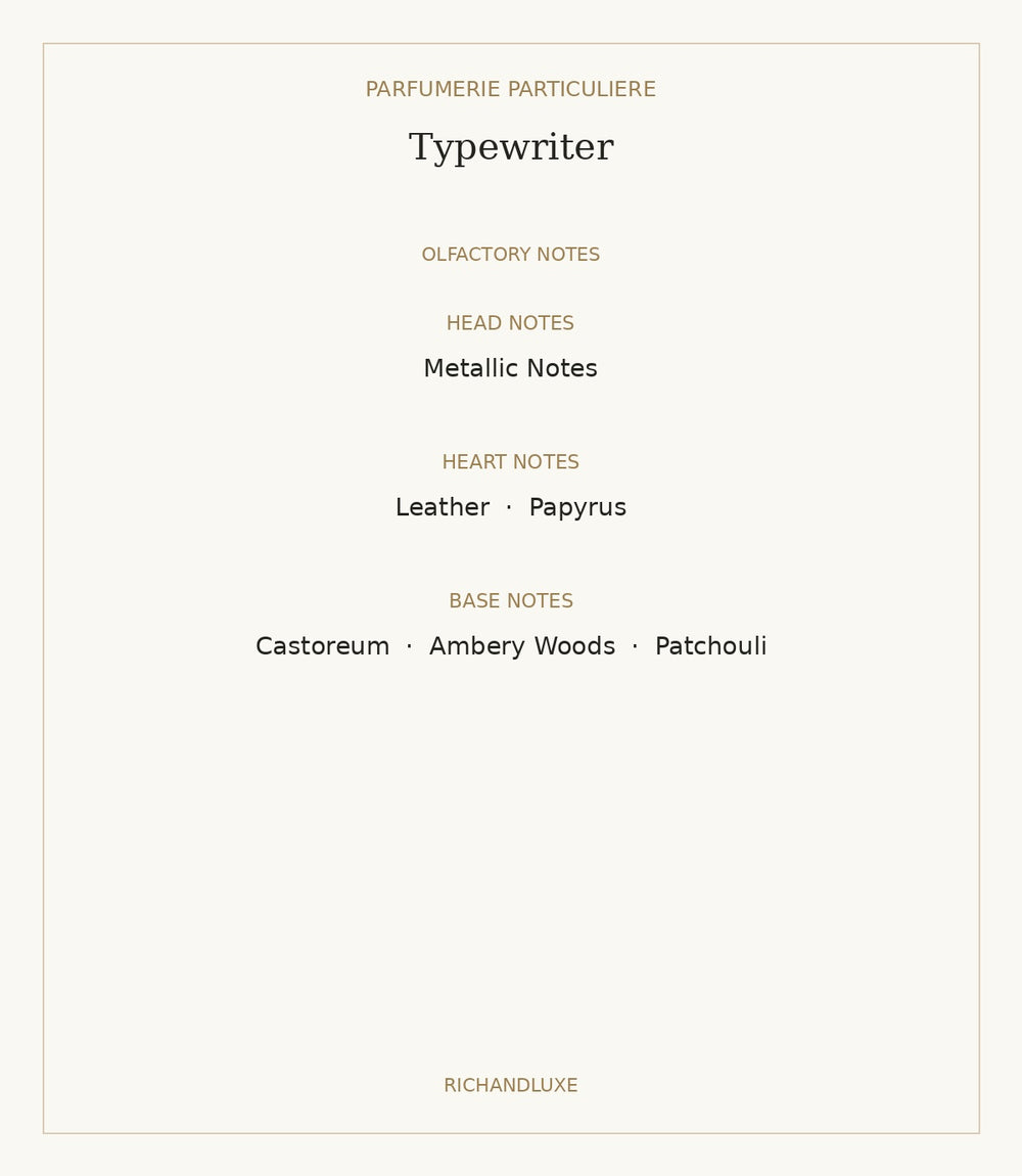 Typewriter by PARFUMERIE PARTICULIERE — complete verified fragrance notes