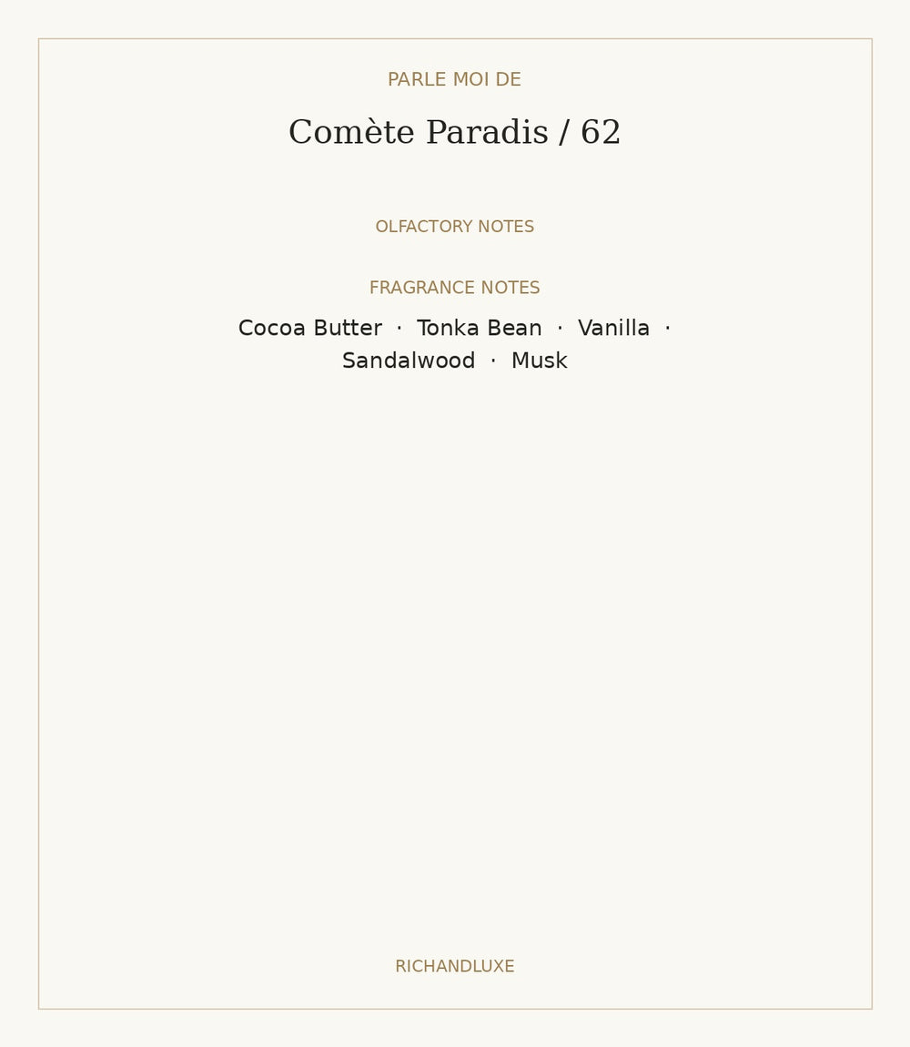 Comète Paradis / 62 by PARLE MOI DE — complete verified fragrance notes