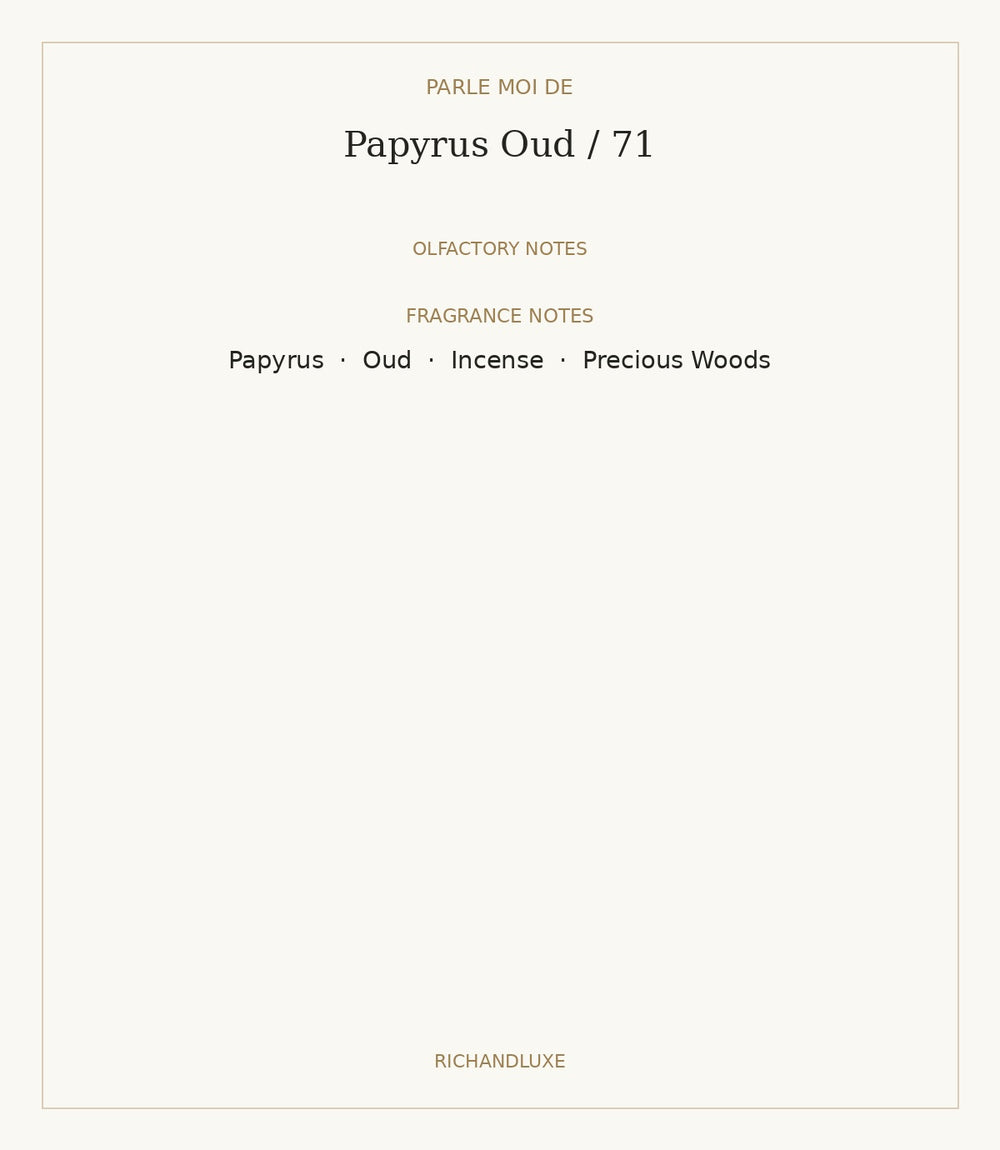 Papyrus Oud / 71 by PARLE MOI DE — complete verified fragrance notes