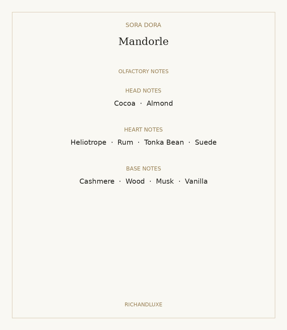 Mandorle by SORA DORA — complete verified fragrance notes
