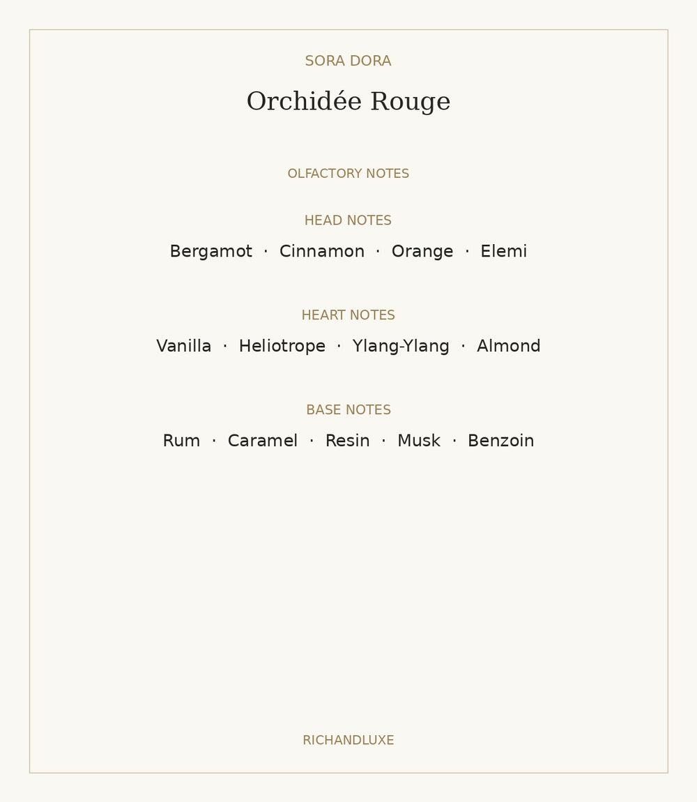 Orchidée Rouge by SORA DORA — complete verified fragrance notes