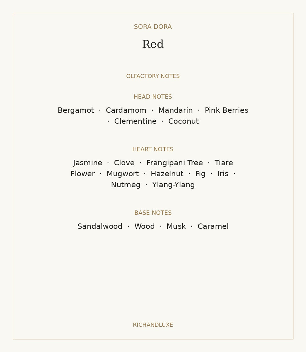 Red by SORA DORA — complete verified fragrance notes