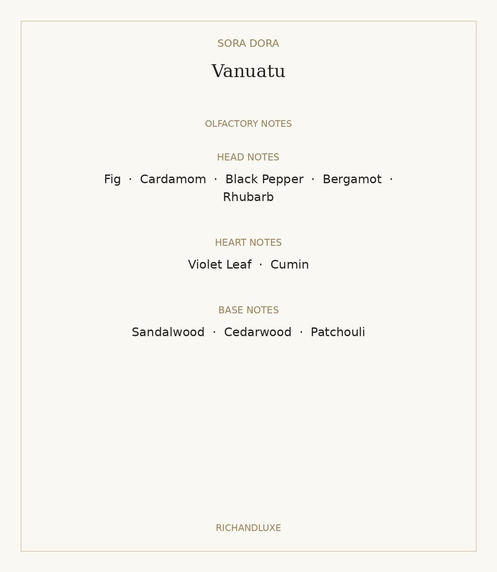 Vanuatu by SORA DORA — complete verified fragrance notes