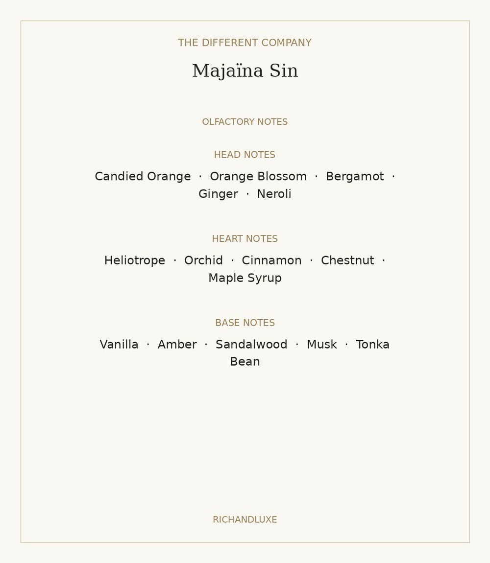 Majaïna Sin by THE DIFFERENT COMPANY — complete verified fragrance notes