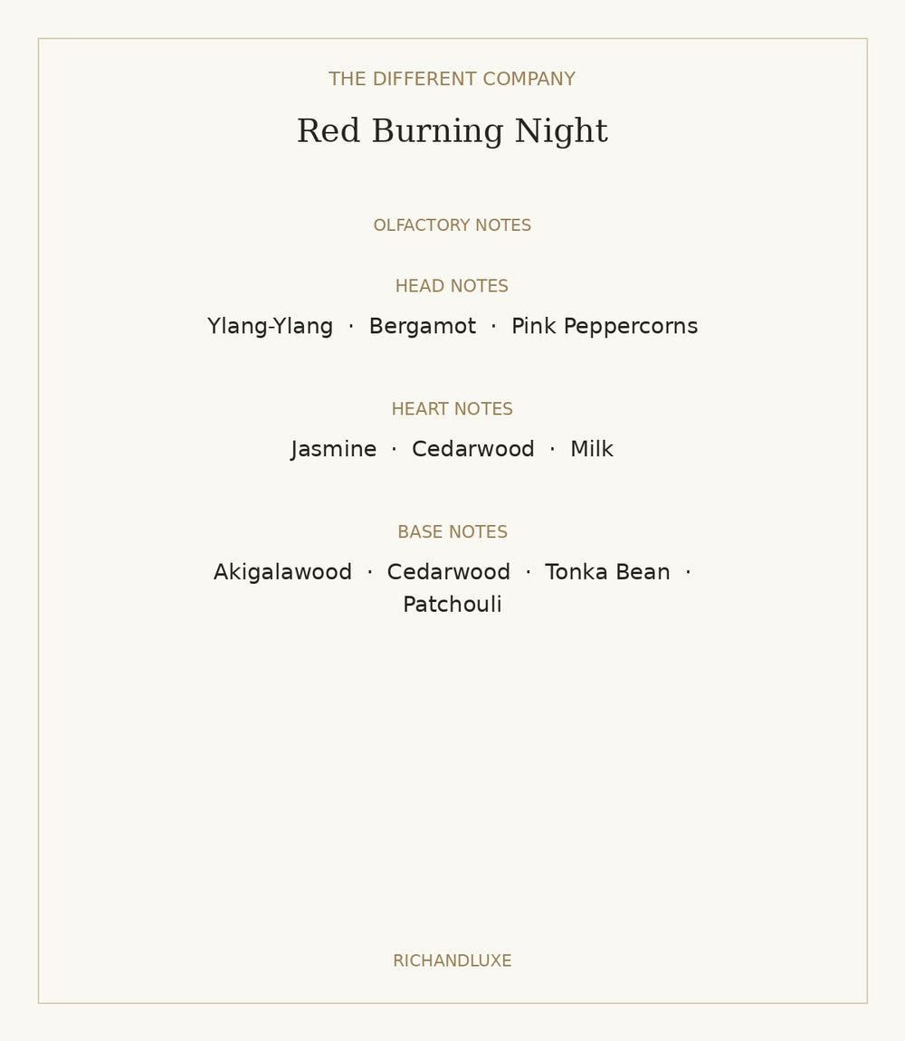 Red Burning Night by THE DIFFERENT COMPANY — complete verified fragrance notes