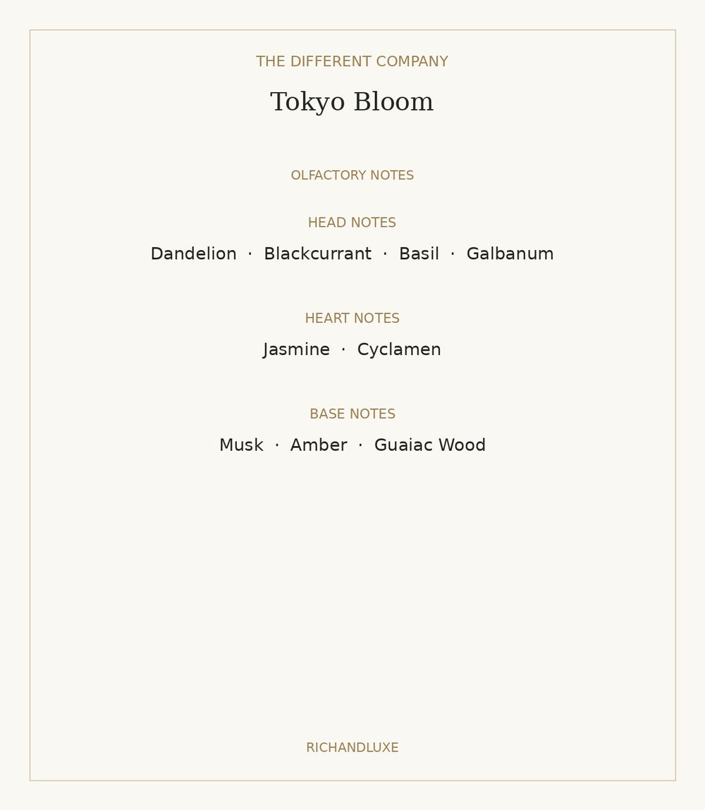 Tokyo Bloom by THE DIFFERENT COMPANY — complete verified fragrance notes