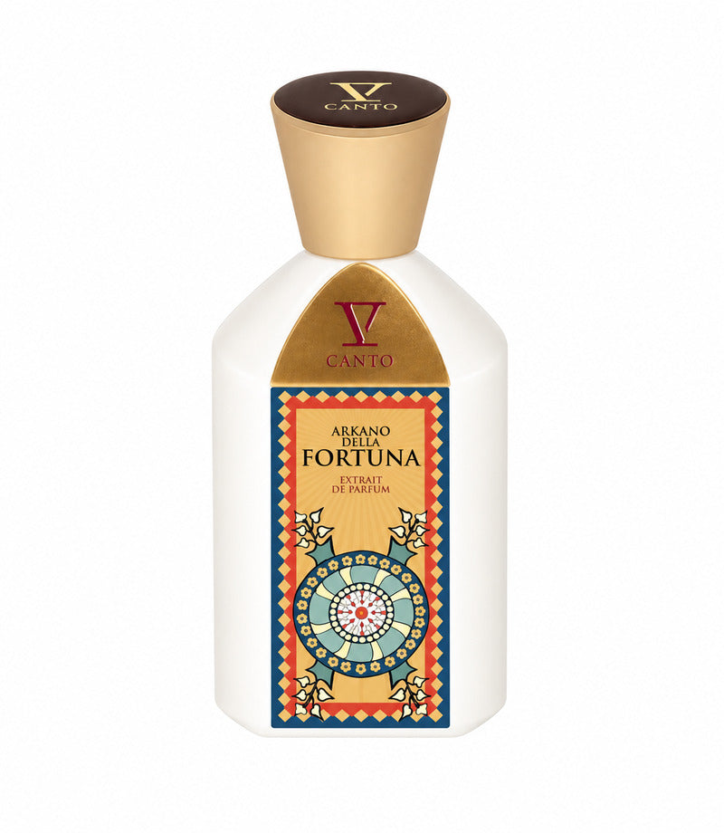 V Canto Arkano Della Fortuna perfume bottle on pure white