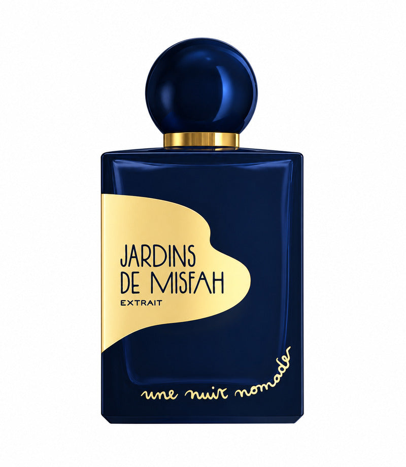 Une Nuit Nomade Jardins De Misfah Extrait perfume bottle on pure white