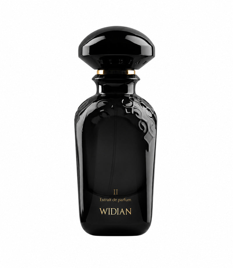 Widian Black II perfume bottle on pure white