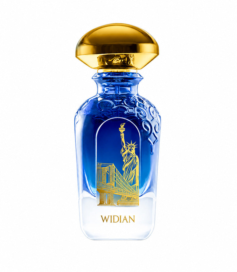 Widian New York perfume bottle on pure white
